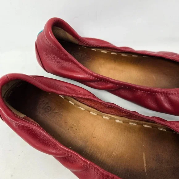 Tieks by Gavrieli Cardinal Red Leather Ballet Flats Size 9 Signature Teal Sole - Picture 4 of 16